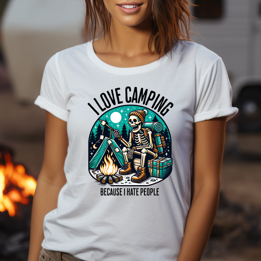 I love Camping because I hate People Unisex Tshirt