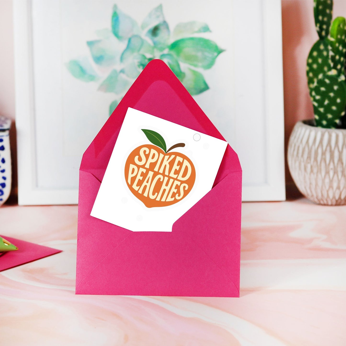 Spiked Peaches Kiss Cut Stickers - 3" x 3"